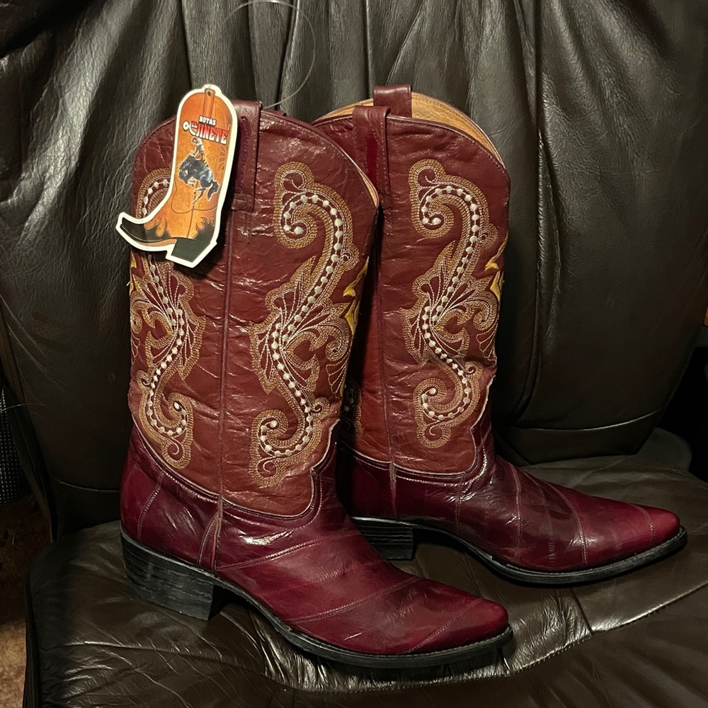 Men's Western Cowboy Boots - Red and Brown